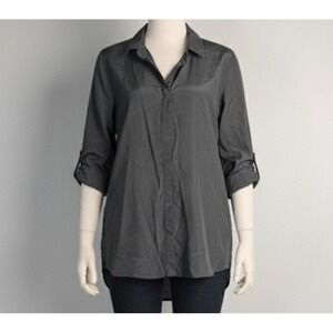 Ayres Shirt Womens Large Gray Sunshine Button Front Long Sleeve Top‎ Lightweight